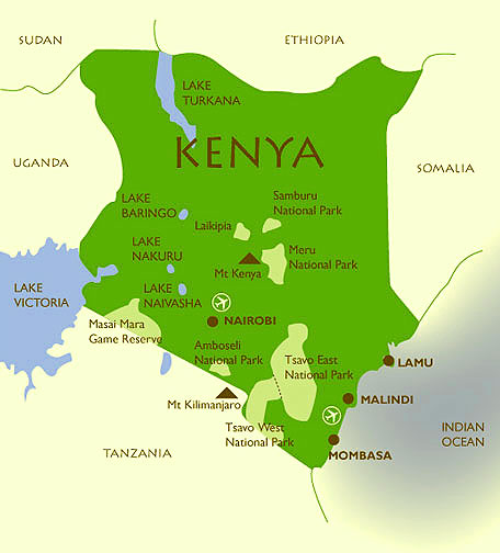 Map Of Kenya Showing National Parks And Game Reserves   Kenyan National Parks 