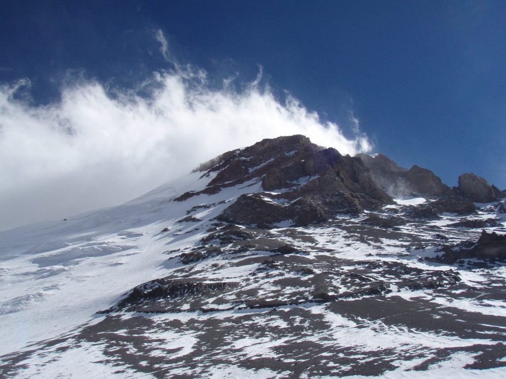 The windblown summit of Aconcagua